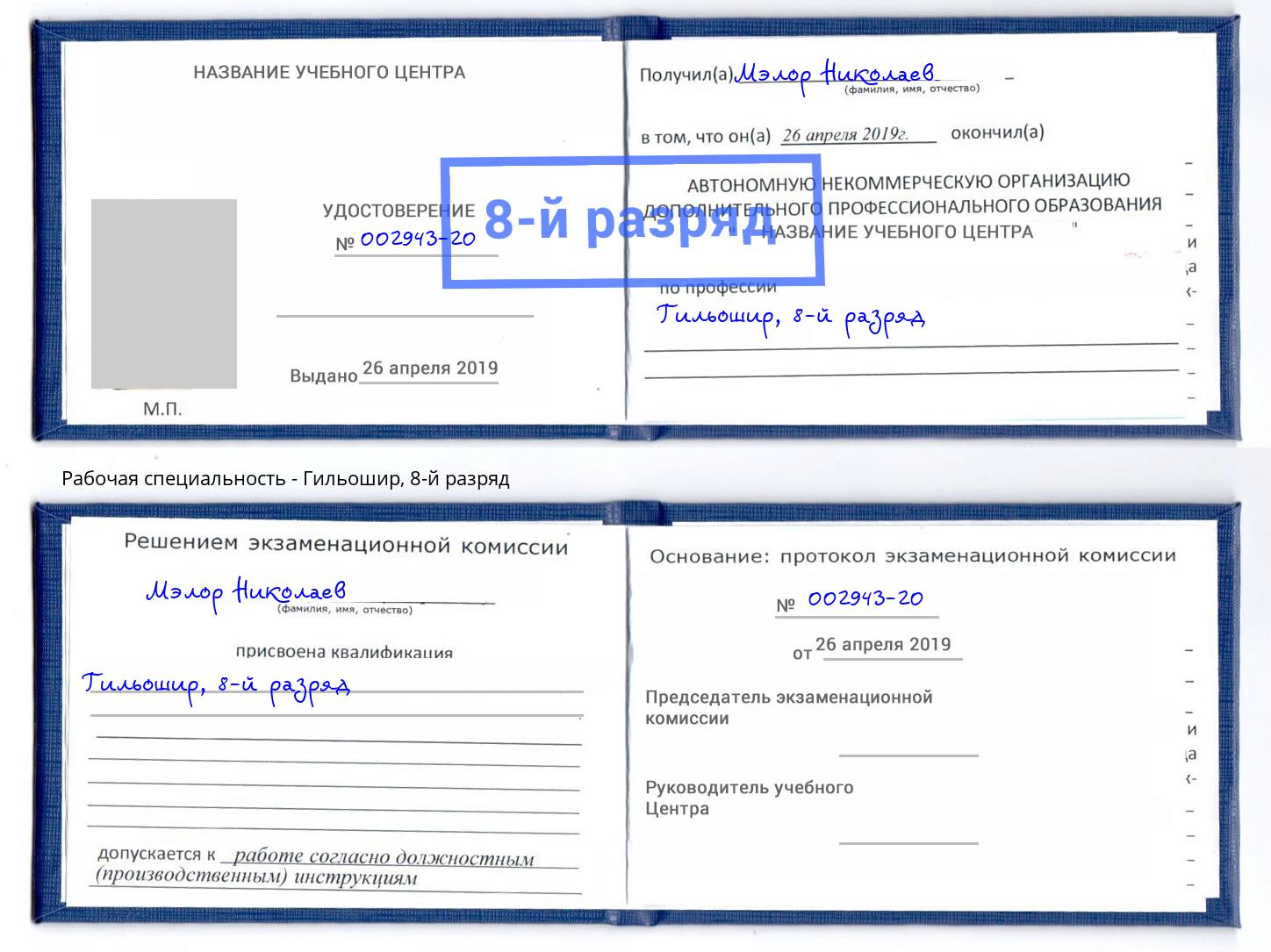 корочка 8-й разряд Гильошир Батайск